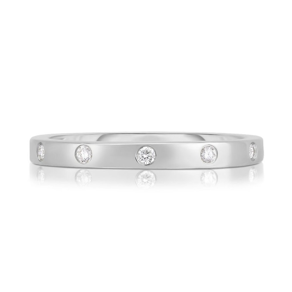 Inlay Diamond Ring In 14k Gold - Picture 3 of 7